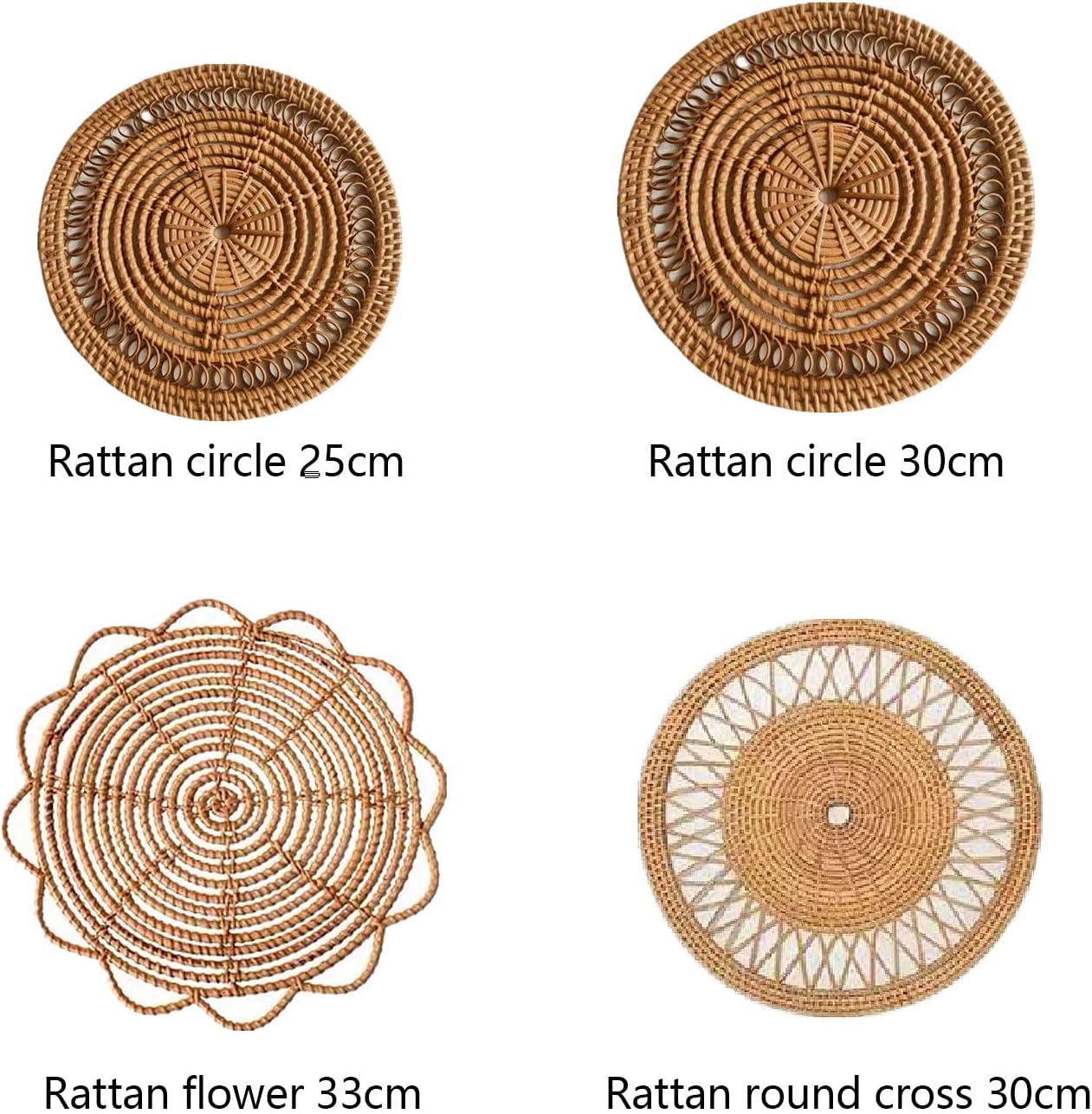 Boho Handmade Hanging Wall Baskets / Rattan Flower 33cm