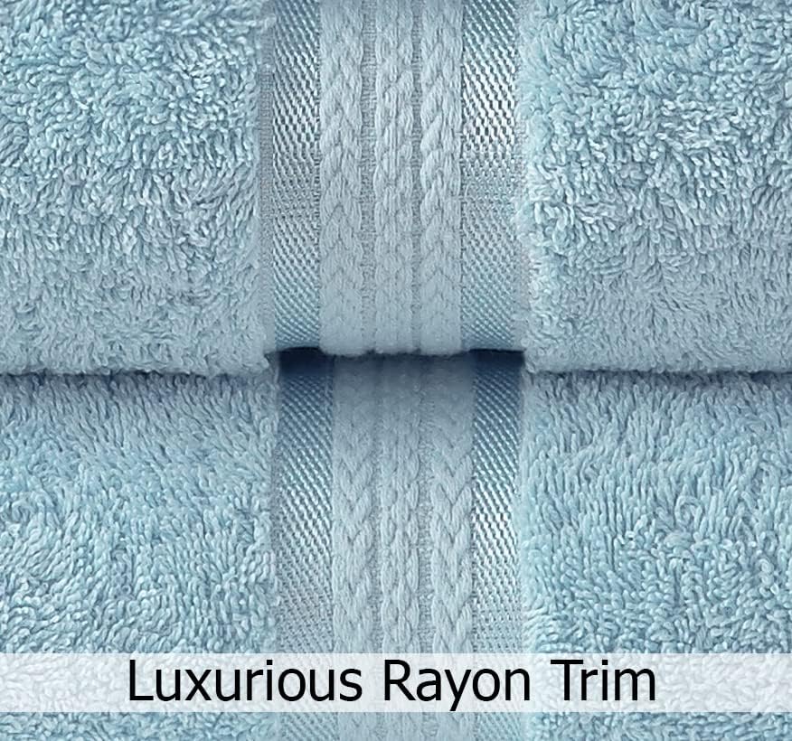 COTTON CRAFT Ultra Soft Bath Towels - 4 Pack 100% Cotton Large 30x54 inches | Oversized 580 GSM Absorbent Light Blue