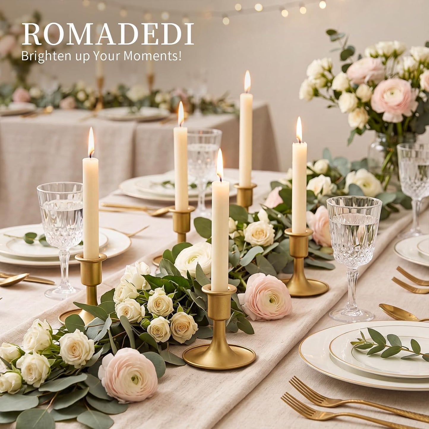 Candlestick Holders Taper Candle Holders, Romadedi Gold Candle Stick Candle Holder for Table Centerpiece, Wedding