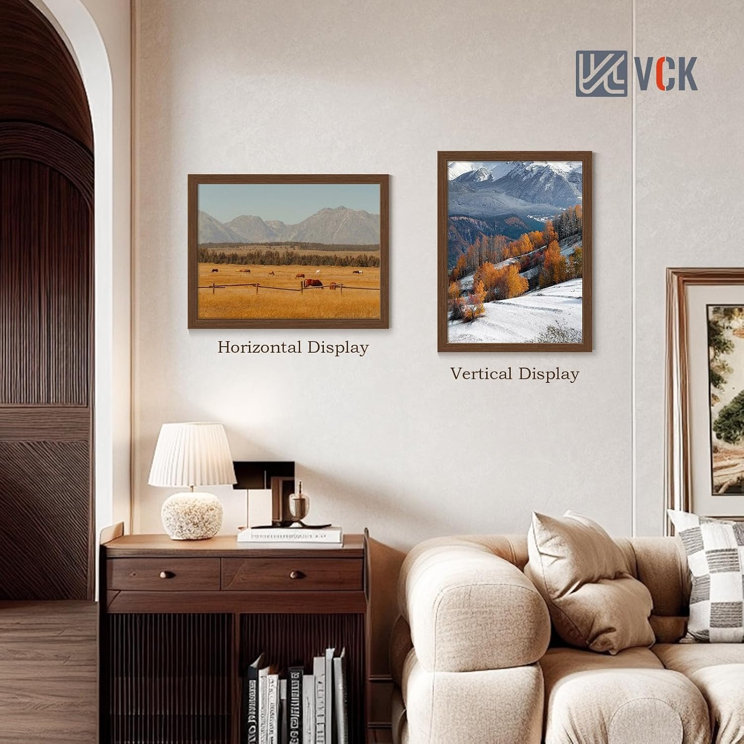 VCK 18x24 Frame Brown 4 Pack, Wide Thick Wood Border, for Prints | Exclusive Woodgrain, Wall Hanging, HD Plexiglass
