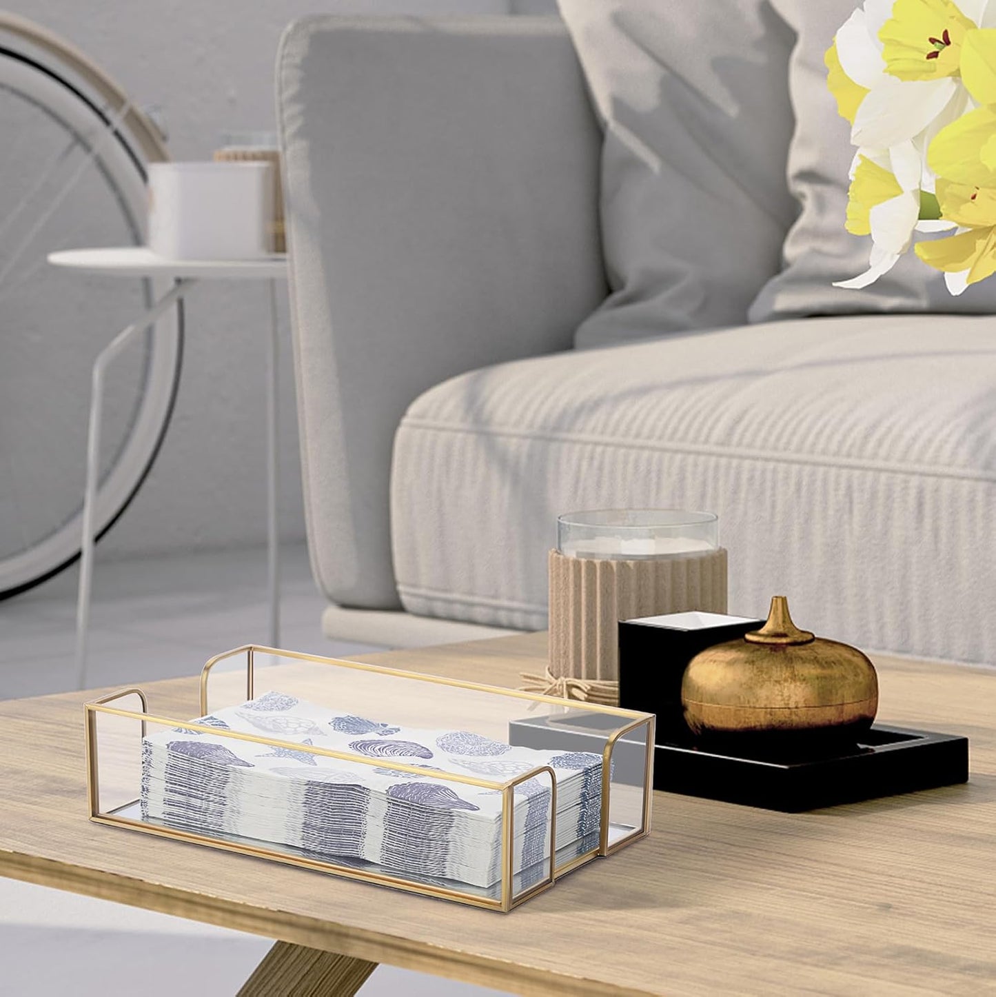 Napkin Holder / Napkin Holder Table / Gold / Glass