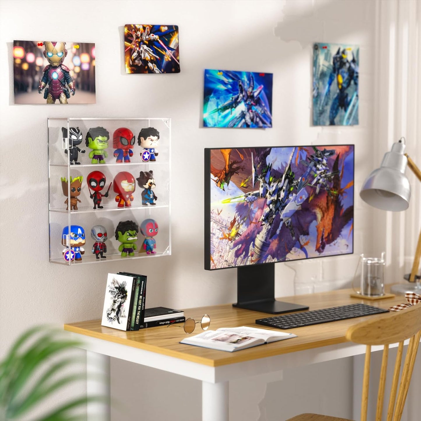 AITEE 3 Tiers Acrylic Display Case for Mini Funko Pop on Wall or Desktop | 11.8"Lx3.4"Wx13.3"H, dustproof, 3 tiers