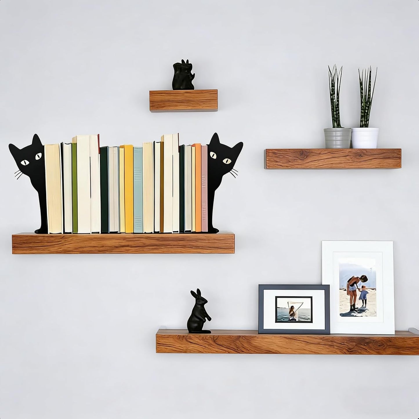 Metal Decorative Book Ends / Peekaboo Cat / Black