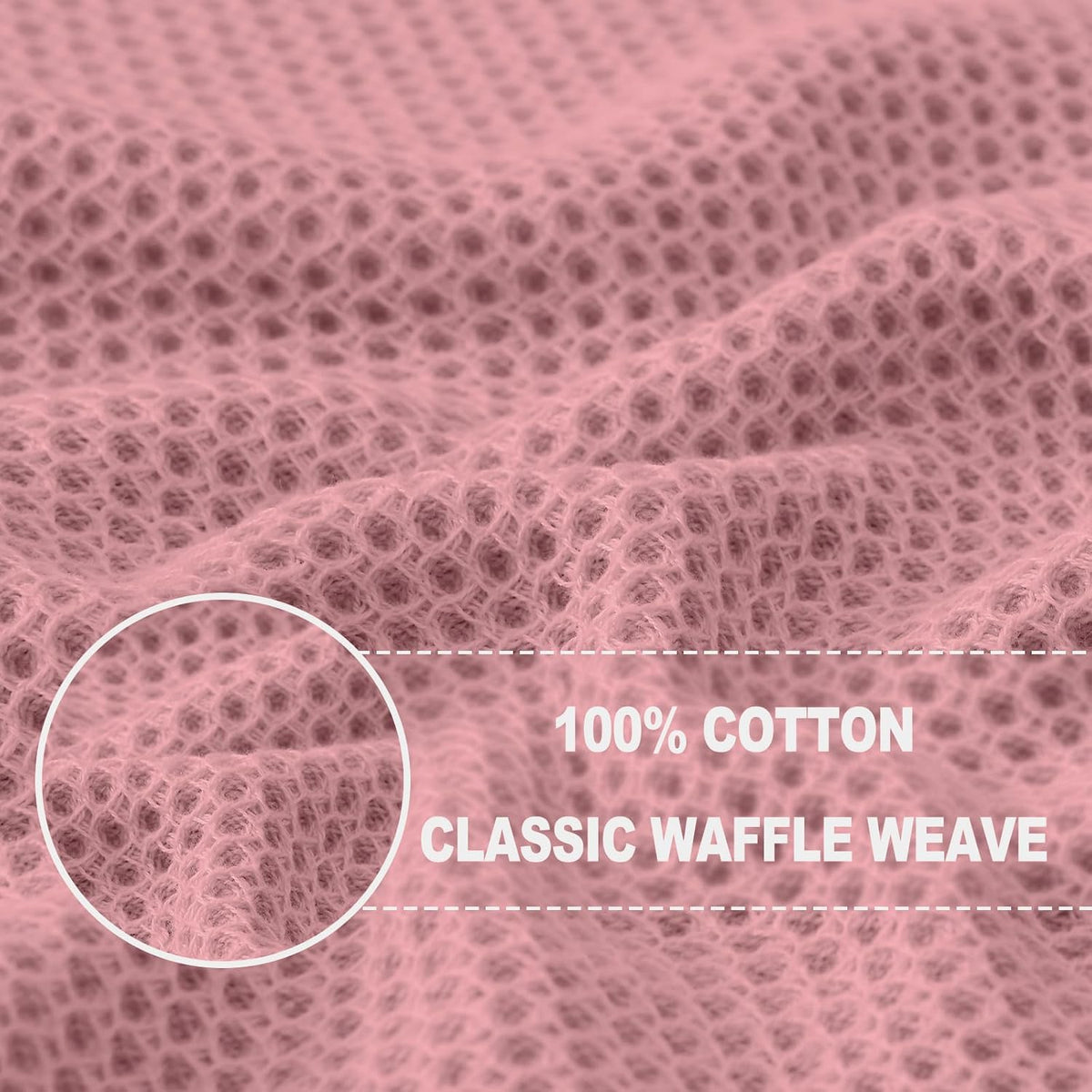 Homaxy 100% Cotton Waffle Weave Kitchen Dish Cloths 8-Pack, Dried Rose | 12 x 12 Inches, Ultra Soft Absorbent Dish