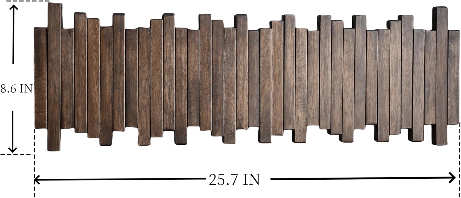 Wood Wall Mounted Piano Coat Rack / 7 Hooks / Natural