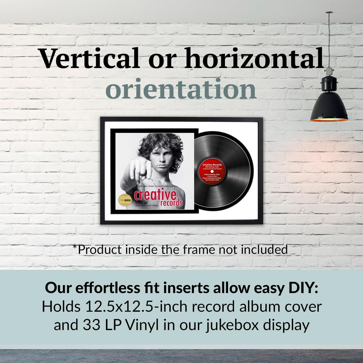 16" x 24" Jukebox Vinyl Frame Display with Double Double White-Black Matting, LP Record Album Frame for Wall Decor