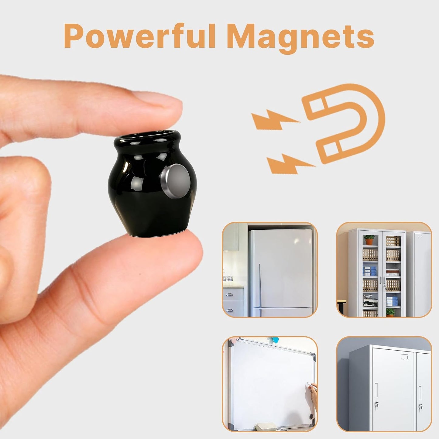 Ceramic Mini Vase Magnets for Fridge / Set of 8