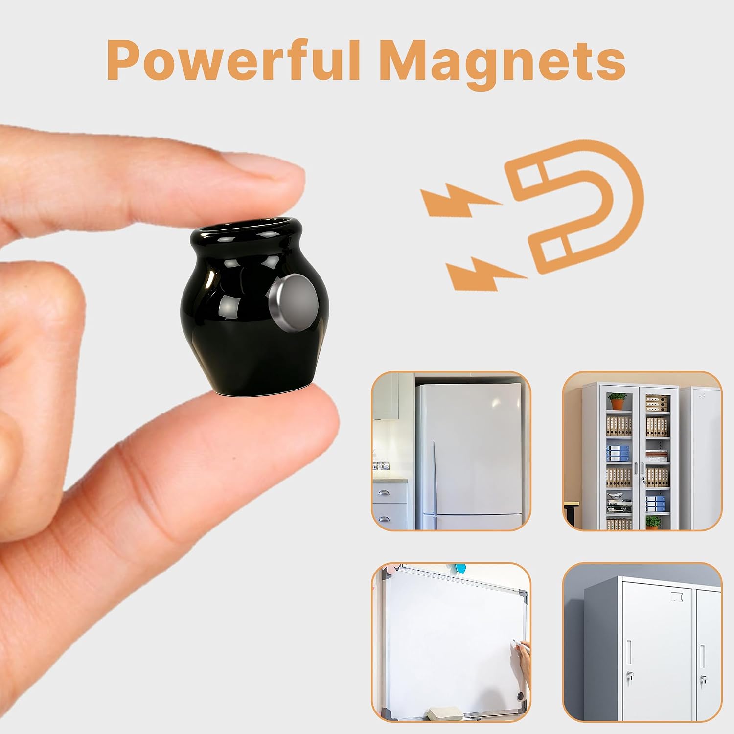 Ceramic Mini Vase Magnets for Fridge / Set of 8