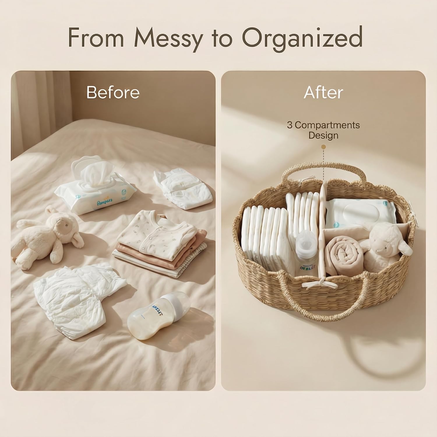 Seagrass Nursery Baby Basket for Baby Essentials / Meadownest