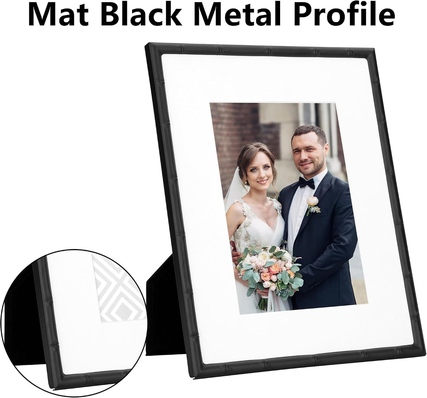 3-2x3'' Black Multi Metal Picture Frames,3 section frames 2pack, Elegant Bamboo Detail Designs Plated Photo Frames