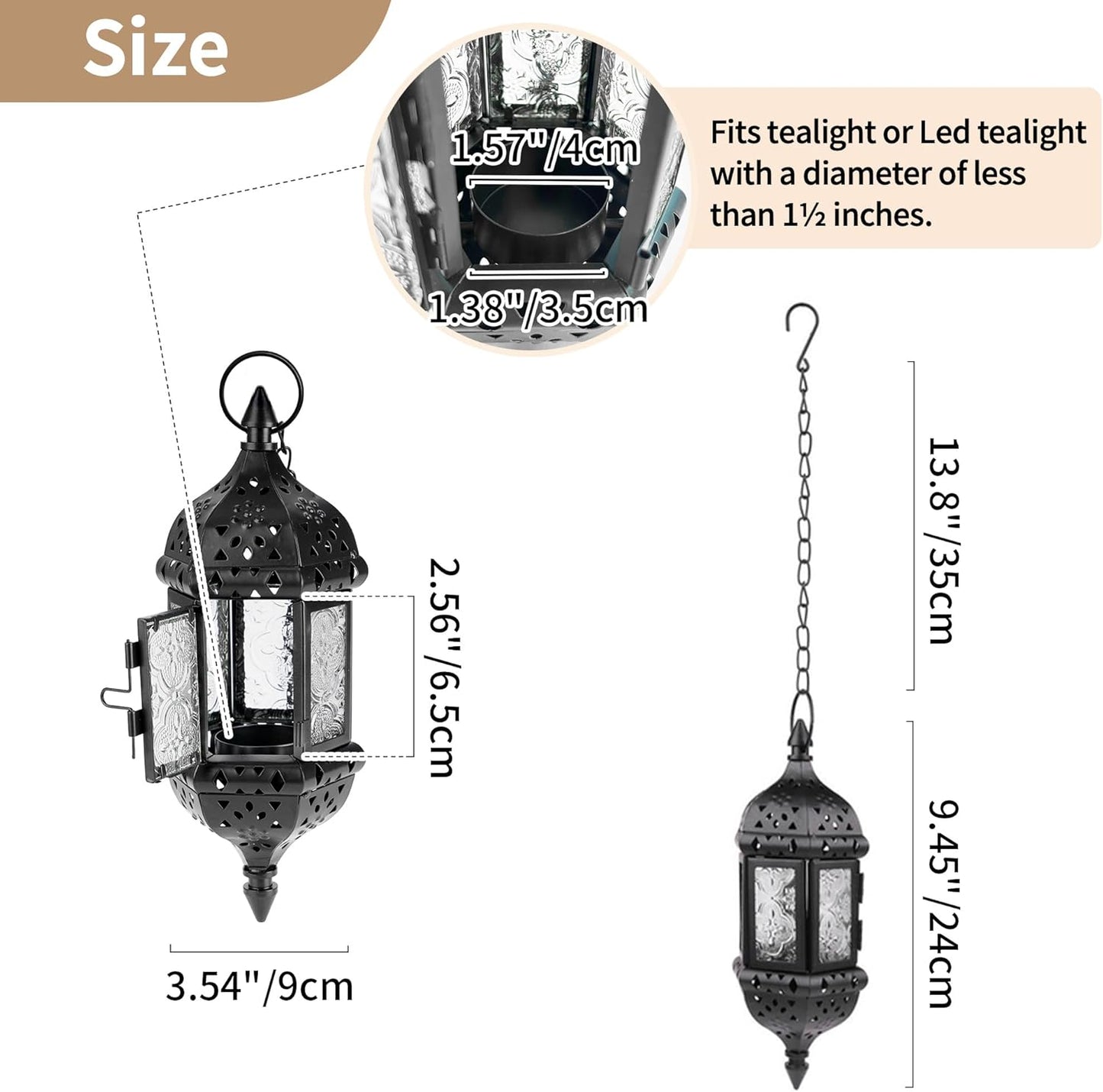 2 Pcs Hanging Candle Lantern Moroccan Chandelier Retro Candle Holder Moroccan Vintage Metal Hollow Wedding Hanging