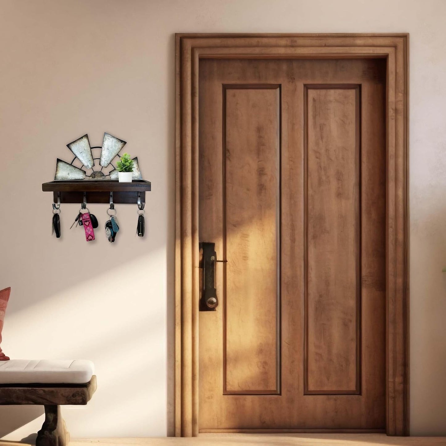 Windmill Key Holder Wall Mount / Brown