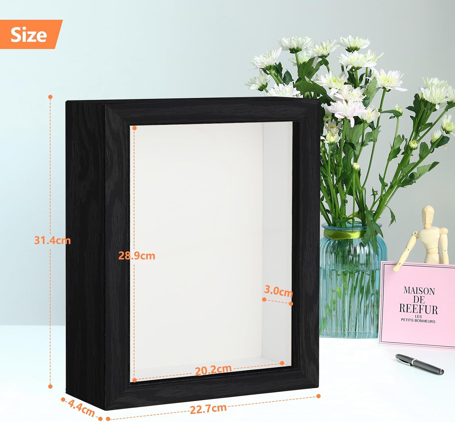 2pcs A4 Shadow Box Frame, 8x12 3D Picture Frame Display Cas with Real Transparent Glass for Photos, Memorabilia