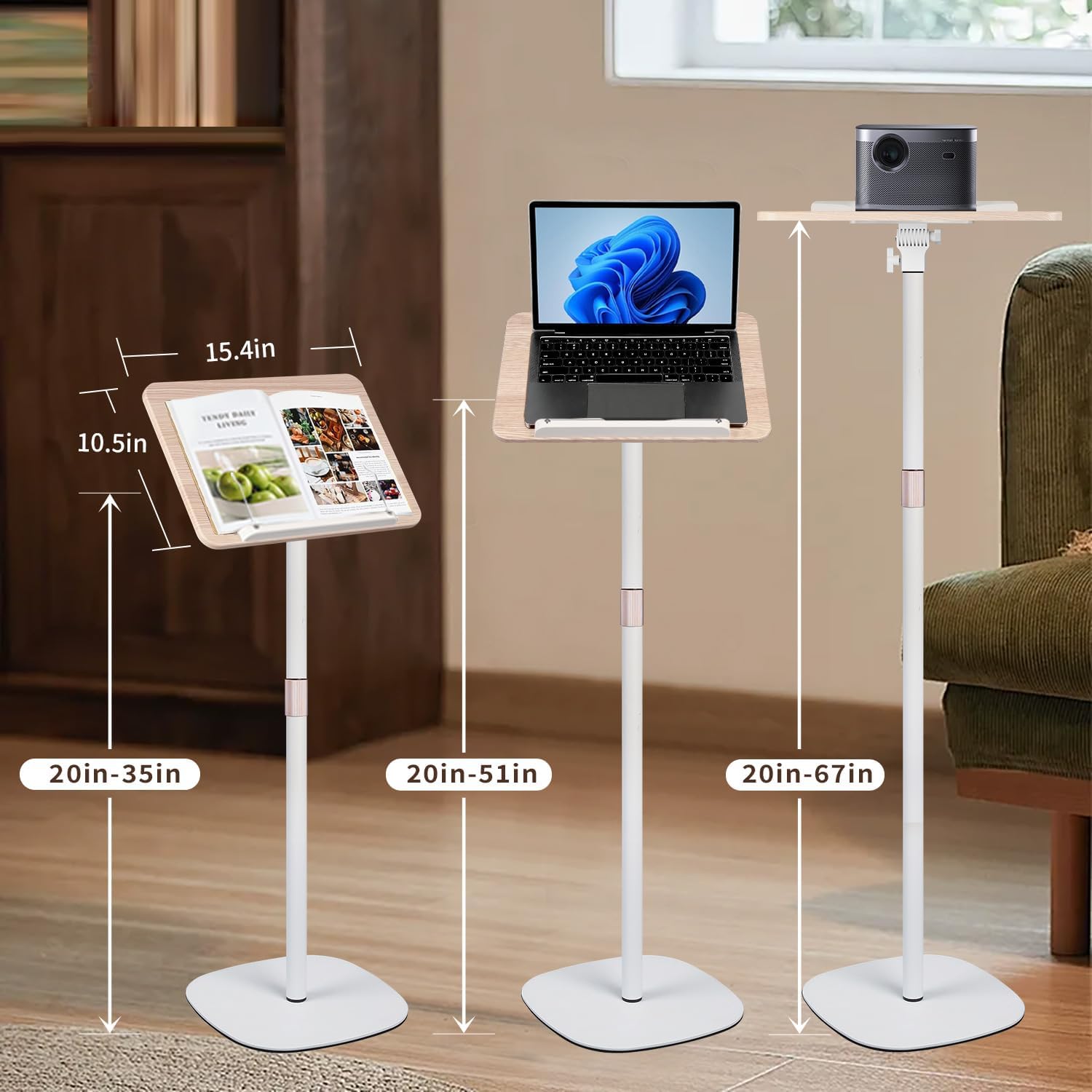 Adjustable Floor Book Stand Height From20'-51‘ and Angle, Music Stand,Reading Stand for Tablet Bibles, Recipes