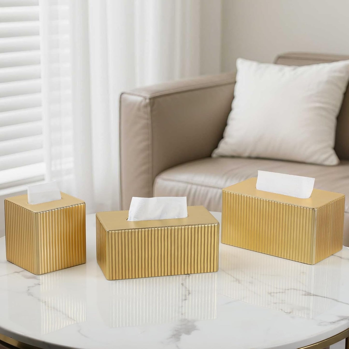 Cube Tissue Box Holder / Gold / Square
