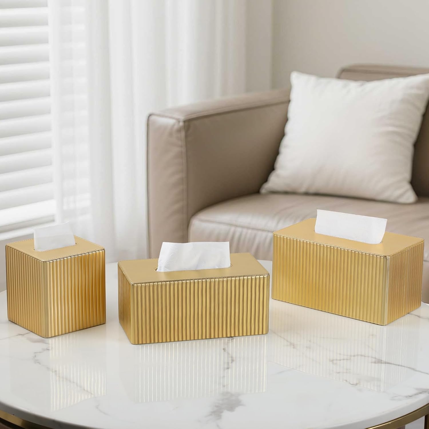 Cube Tissue Box Holder / Gold / Square