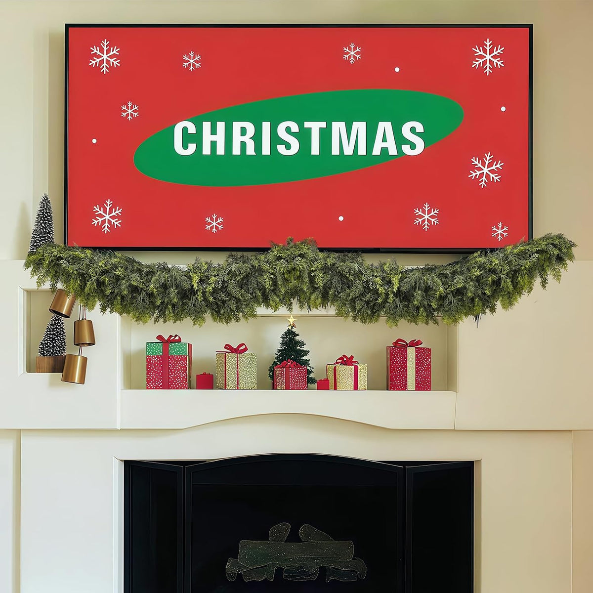 LVZHIYUAN 2 Pcs 6FT Christmas Garland,Real Touch Cedar Garland | Soft & Full Artificial Cypress Garlands for Mantle