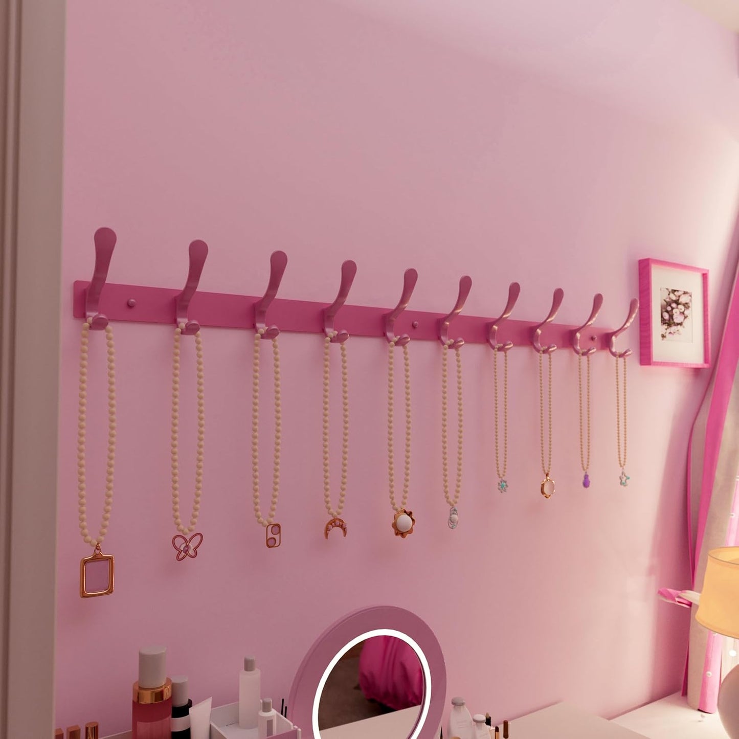 SKOLOO Coat Rack Wall Mounted - 10 Hooks, Heavy Duty, Stainless Steel, Metal Wall Hanger, Sturdy Coat Hooks for Hanging