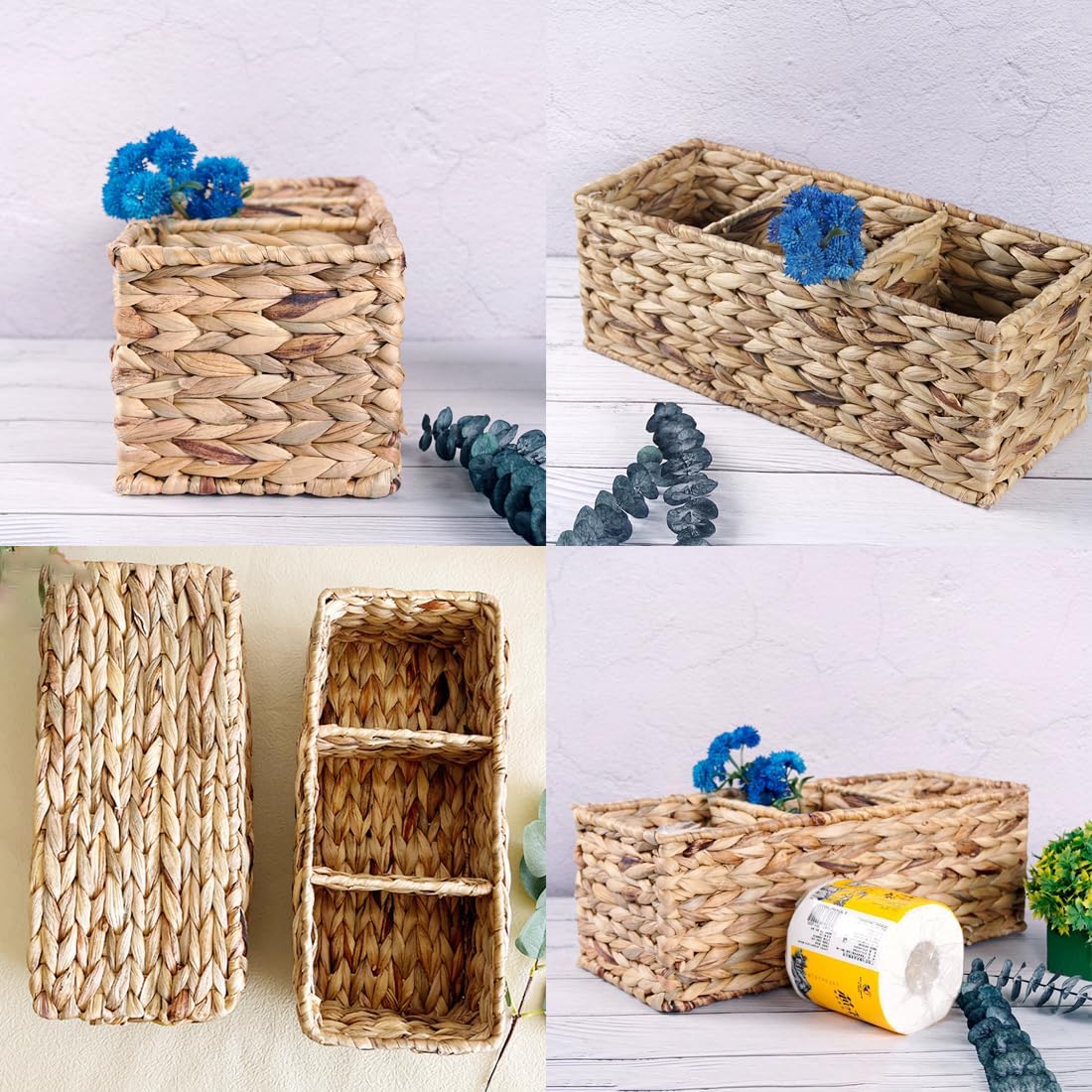 Rattan Napkin Holder / 3-Section Napkin Basket Decorative Wicker Napkin