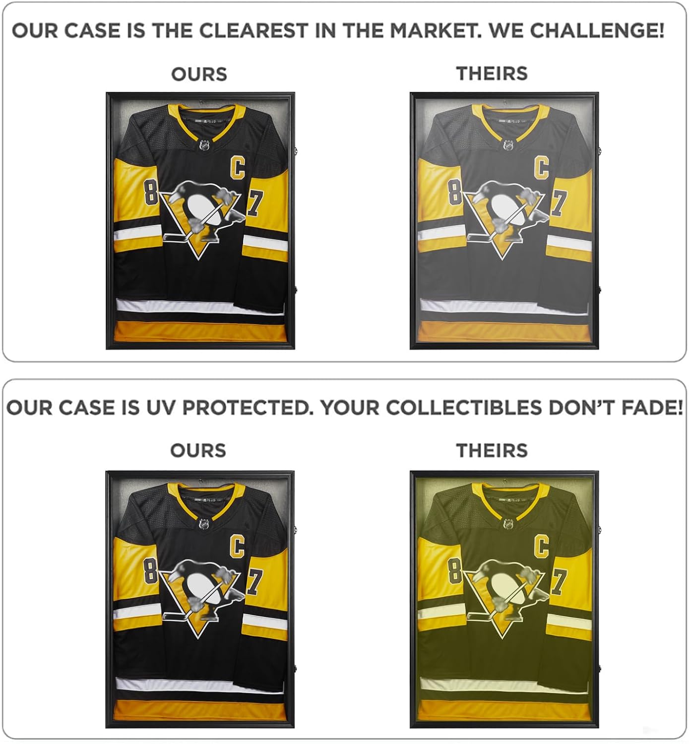 Large Jersey Frame Display Case, 26x37 Lockable Shadow Box Sports Jersey Frame with UV Protection Acrylic and Metal