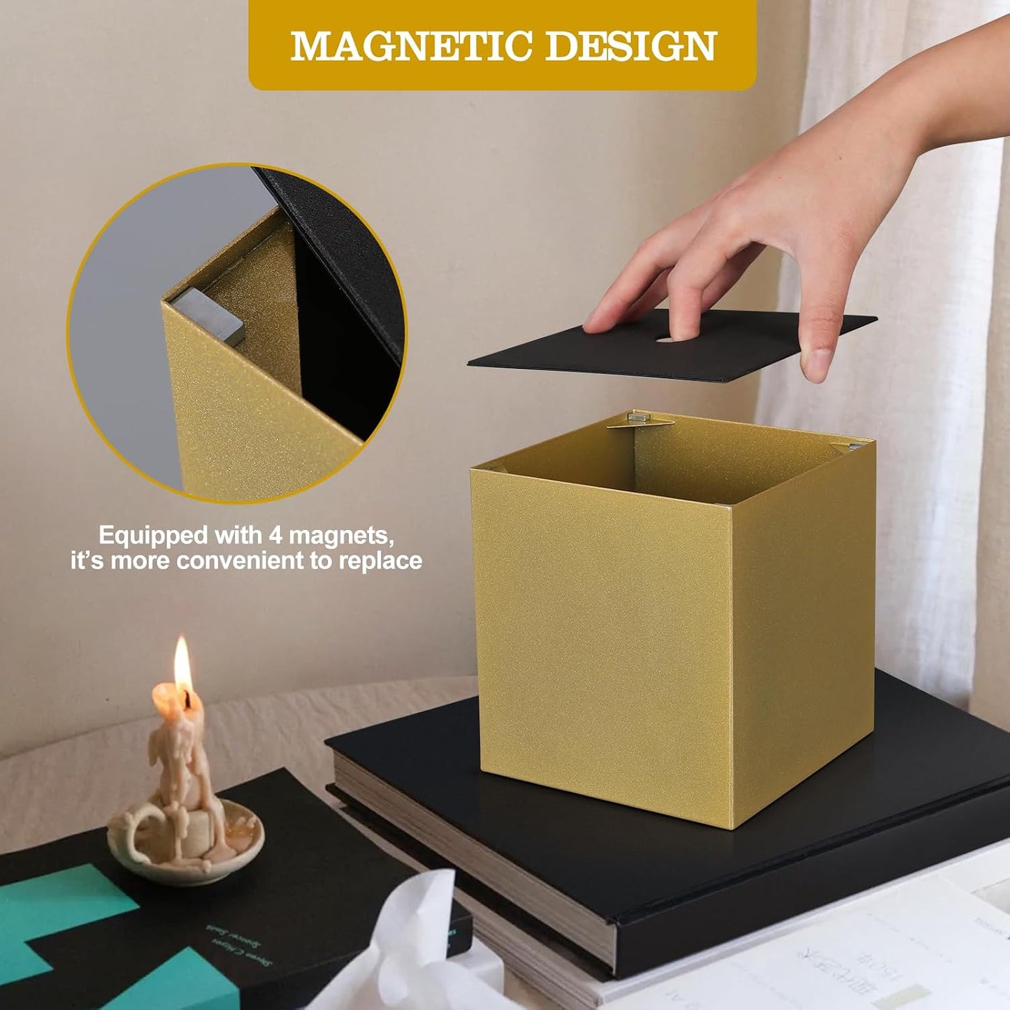 Modern Facial Tissue Holder / Gold