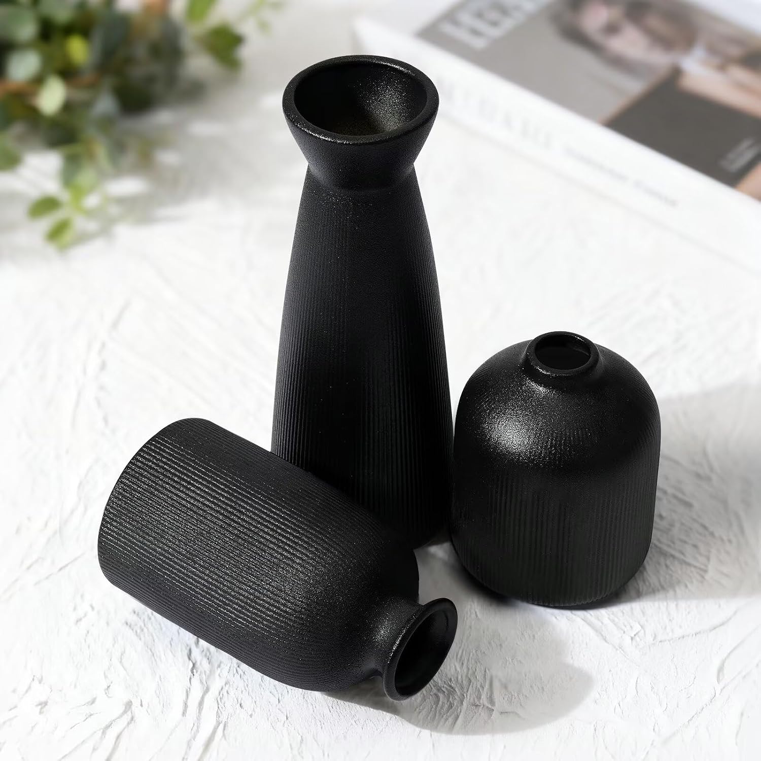 Ceramic Flower Vases / Black / Set of 3