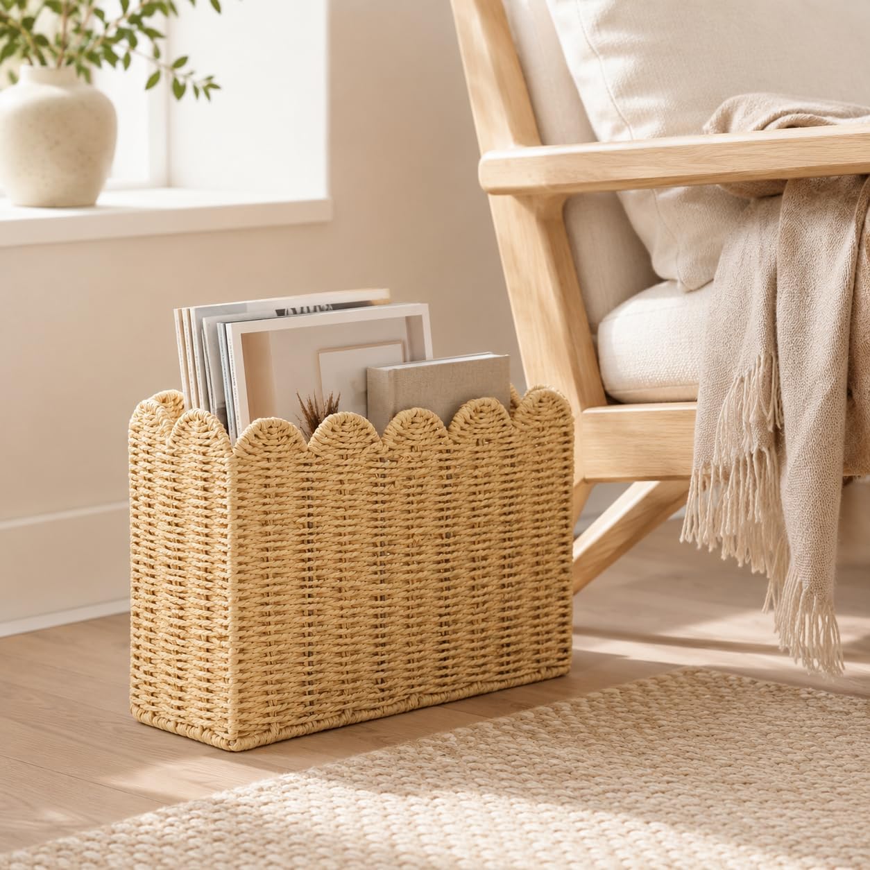 Tall Narrow Wicker Magazine Basket