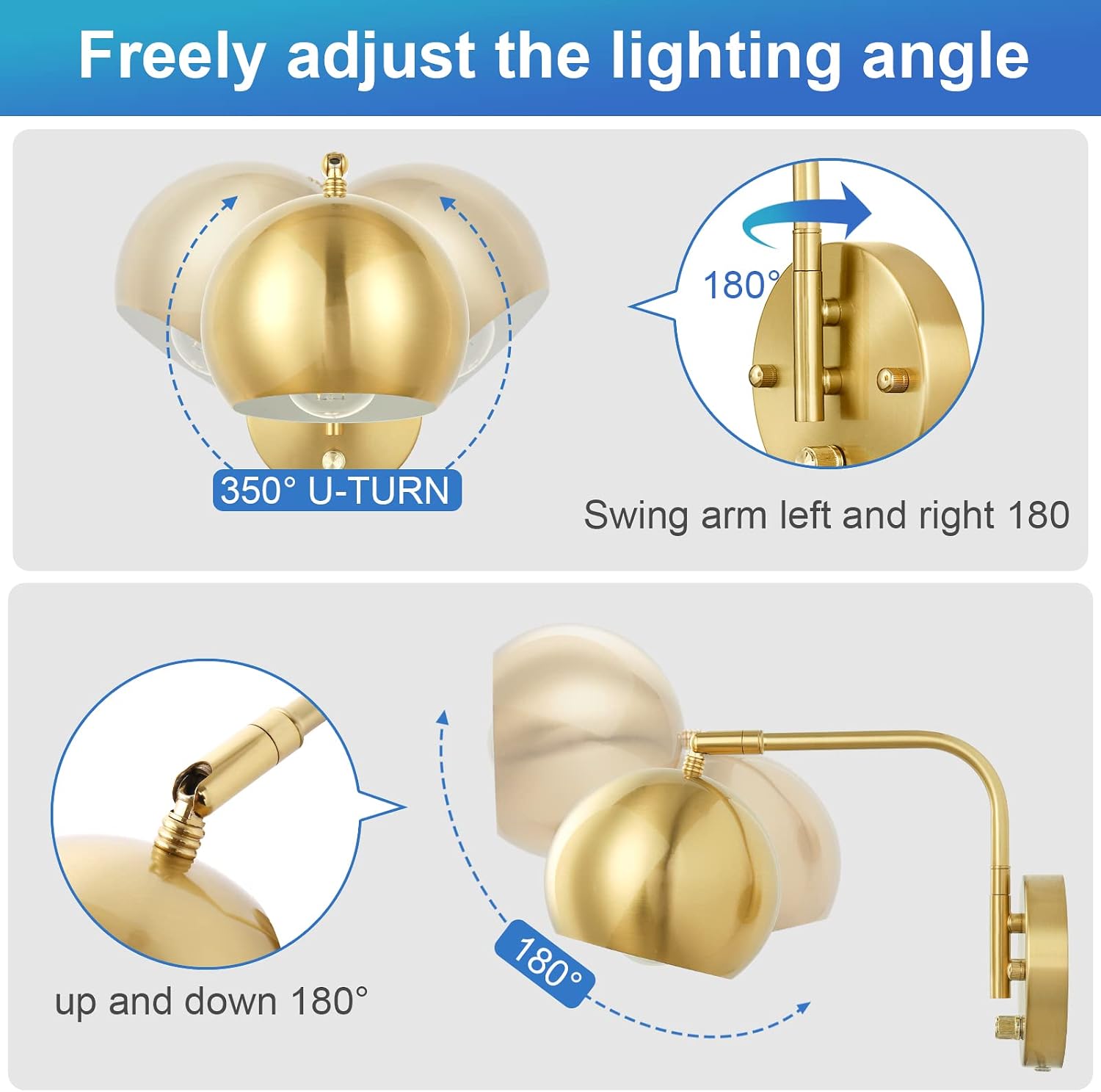 VATONI Wall Sconce with Remote Control, Plug in Wall Sconces Dimming 0-100% and Adjustable Color Temperature