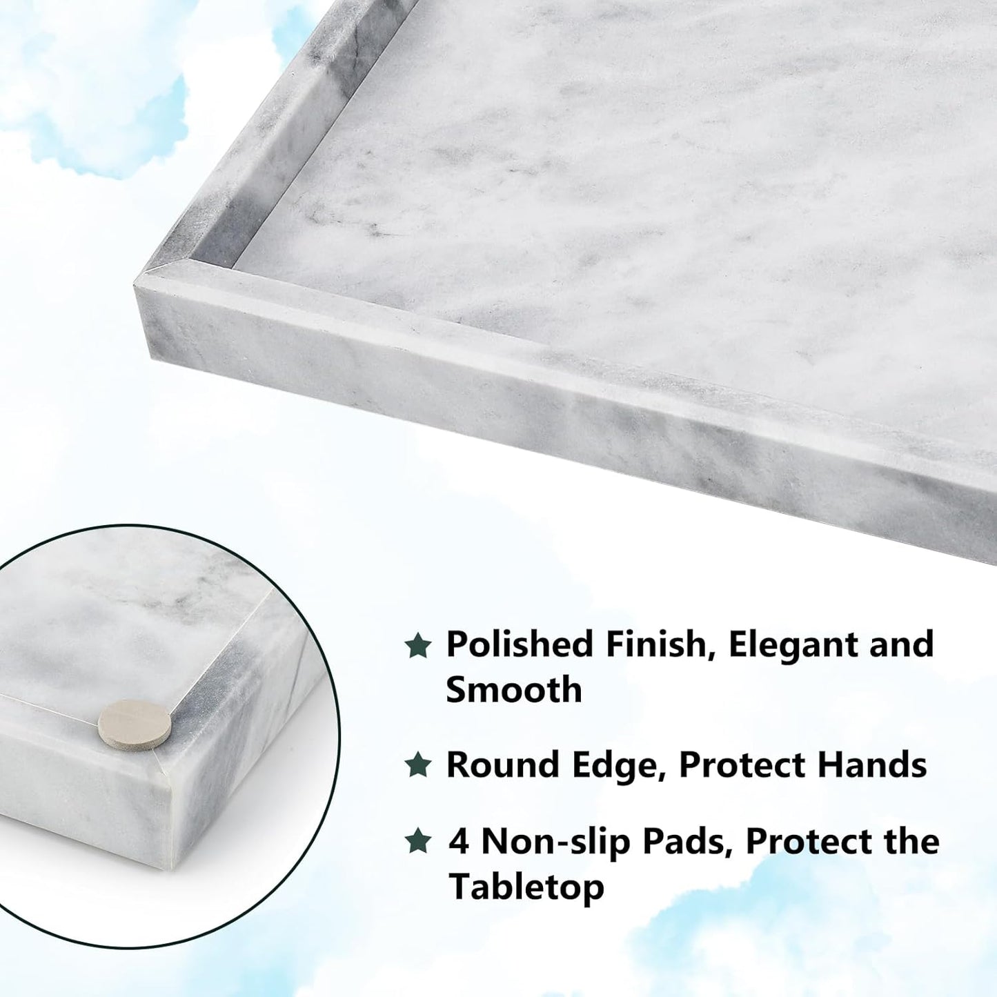 Real Natural Marble Tray / White / 12 x 8 x 1.2