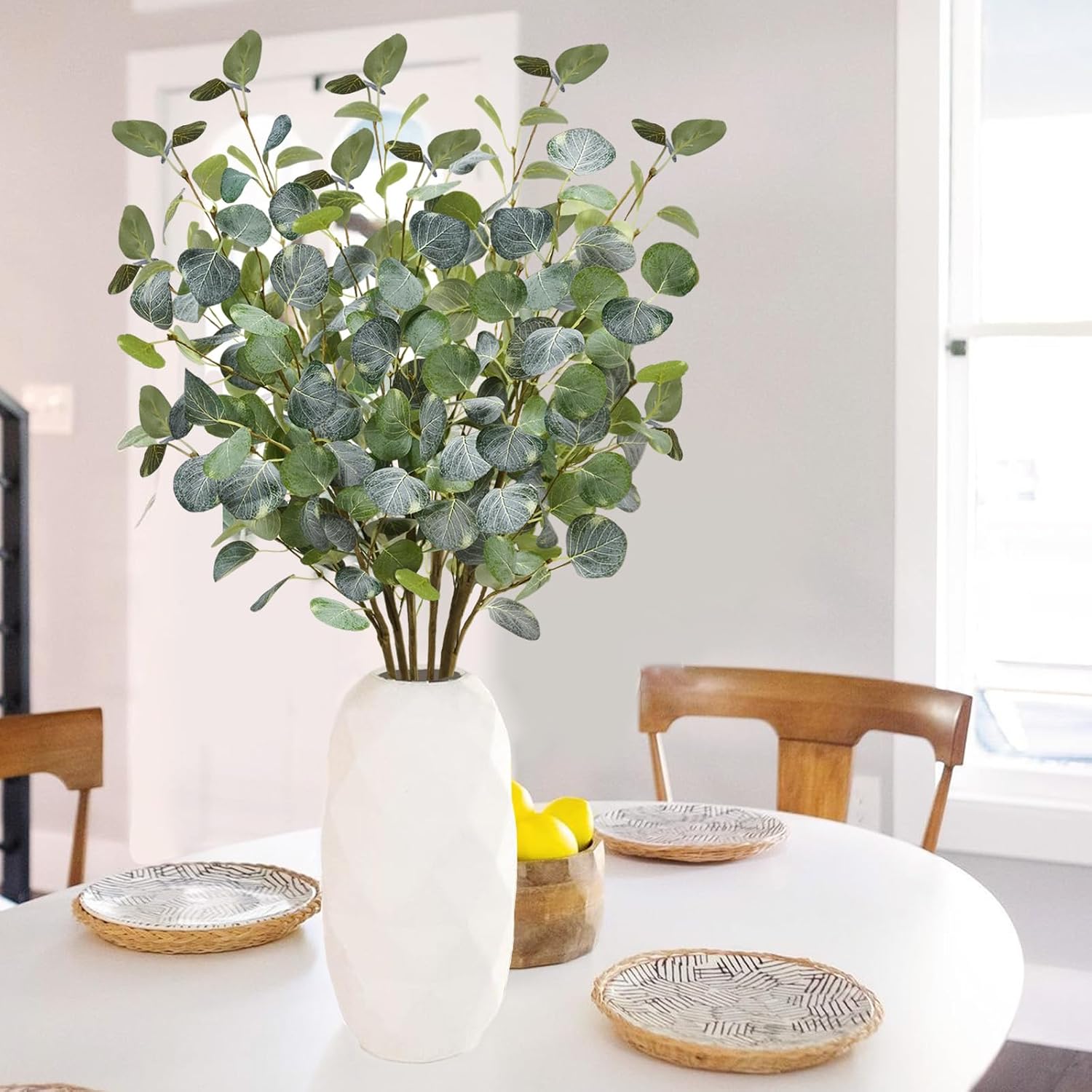 25" Tall Faux Greenery Stems Fake Branches for Vase Filler Home / Light Green / 12P / Set of 12
