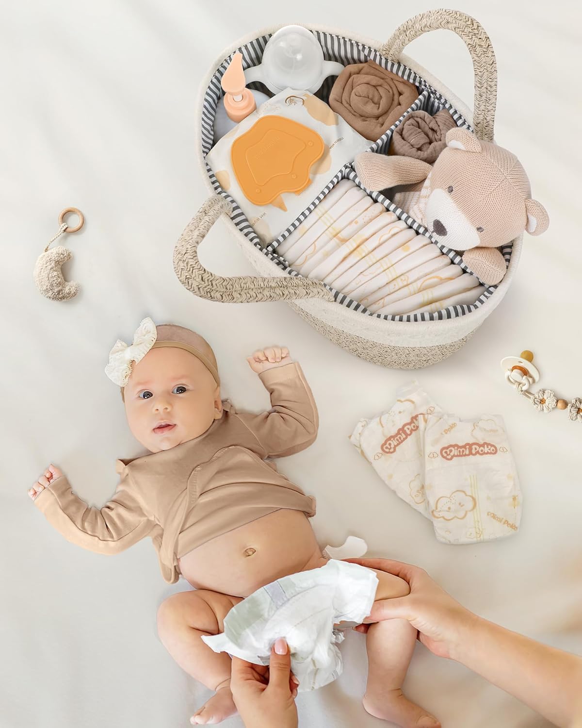 Cotton Rope Baby Gift Basket / Large / Brown