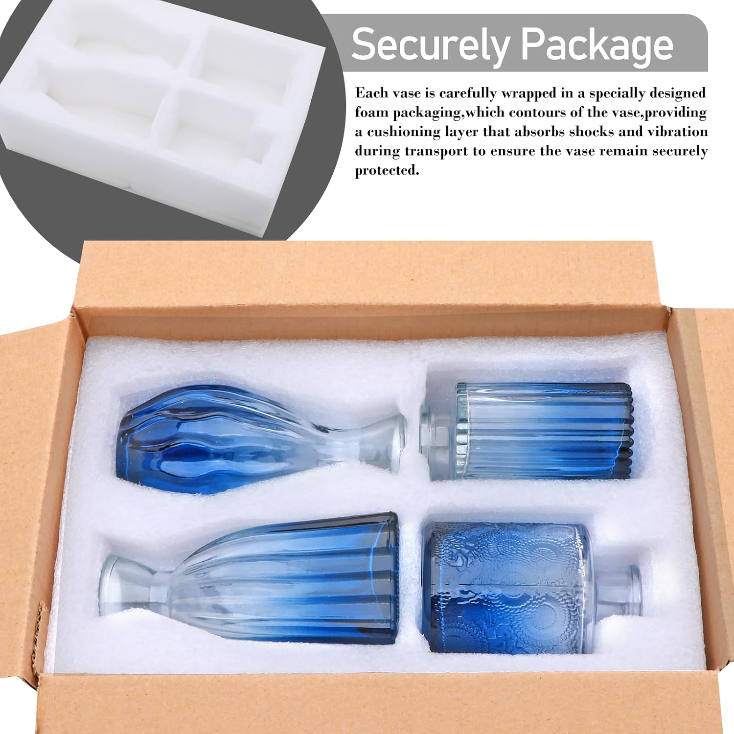Glass Bud Vases / Deepblue / Blue / Set of 4