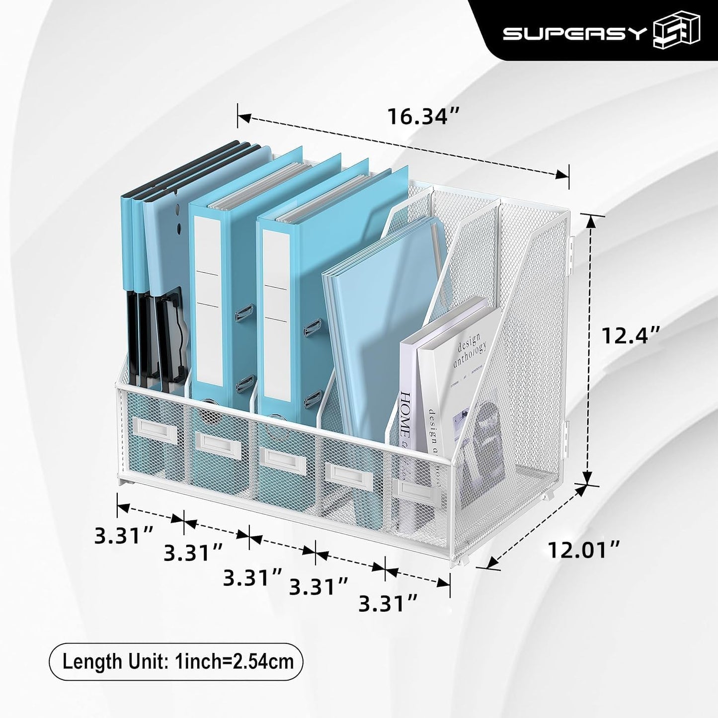 Desk Organizers Metal Desk Magazine File Holder with 5 Vertical Compartments Rack File Organizer for Office Desktop