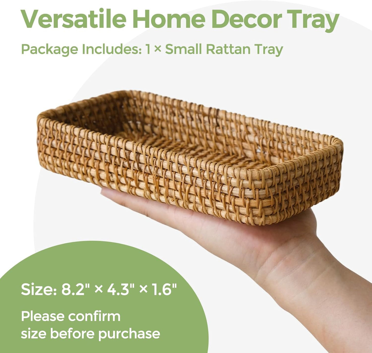 Small Rattan Serving Tray / 8.2 x 4.3 / XS / Natural