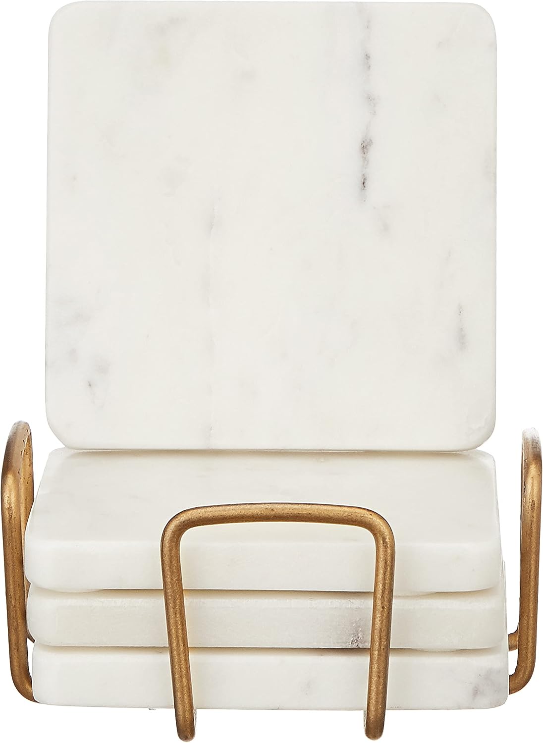 Holder / Square Modern Coasters / White / 4 Inch