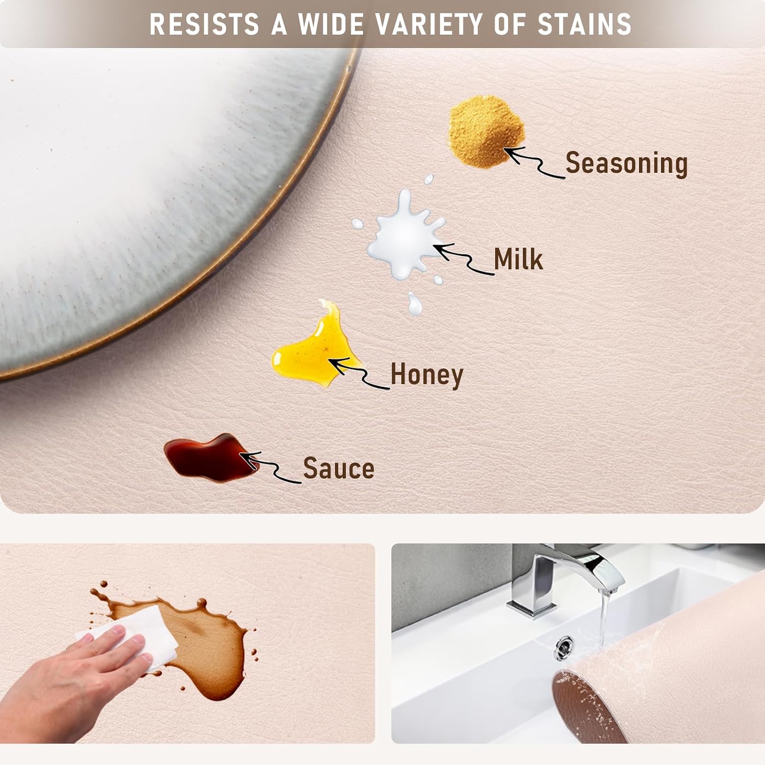 UnivoColors Placemats,Heat Resistant Placemats Set of 8 Washable 12 x 17 Inch,Waterproof Table Mats,Wipeable Pu Place