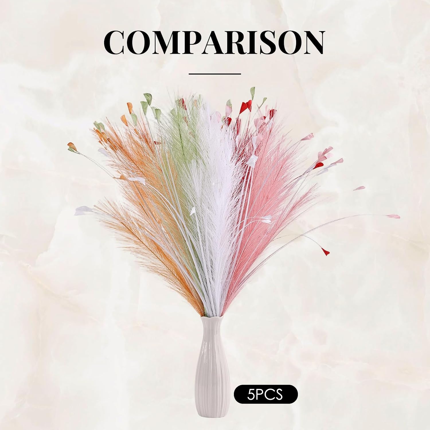 Pampas Grass Decor Faux Pampas Grass / Colorful / 25 Inch / Set of 5