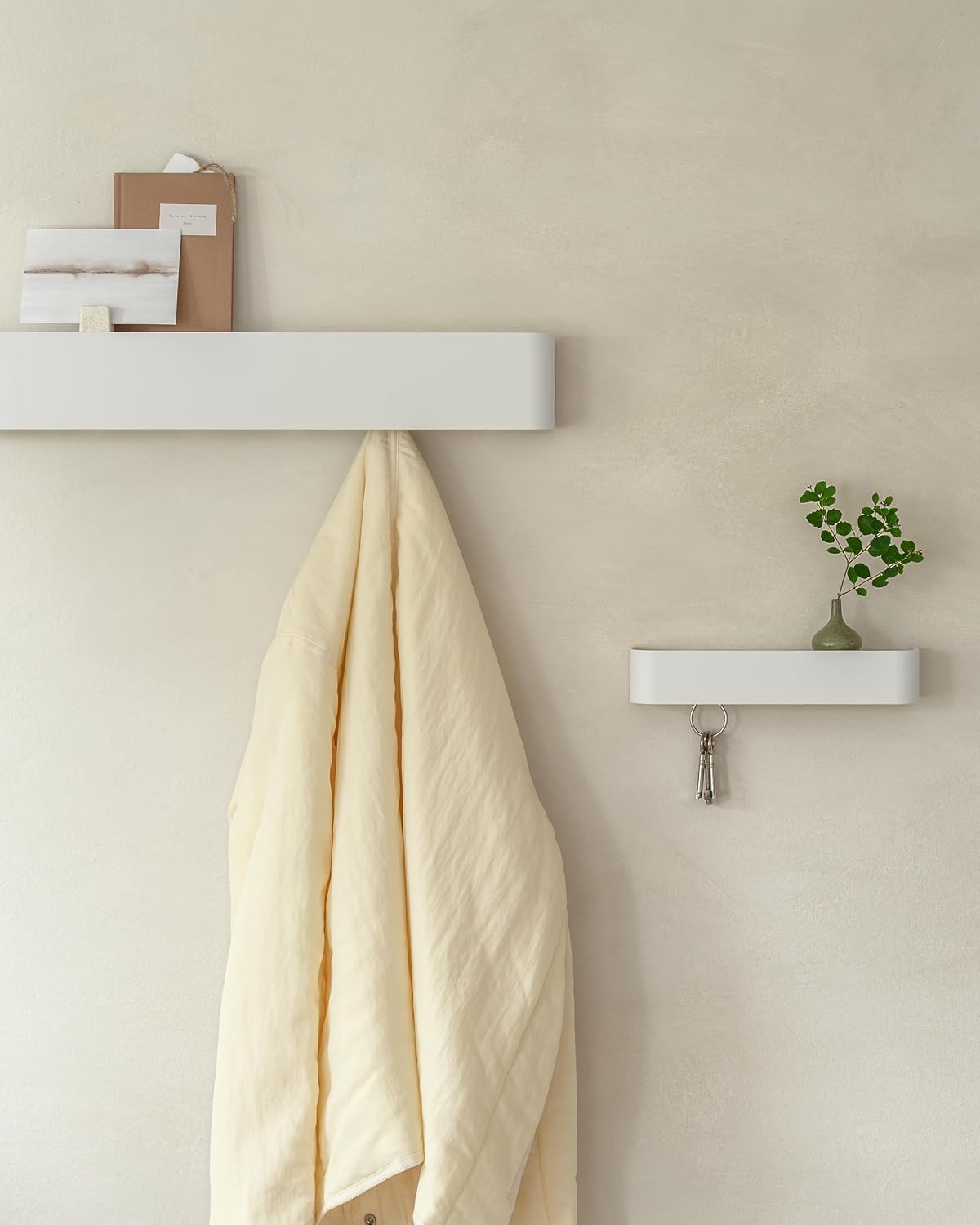 Kazai. Coat Rack Wall Mount with Shelf 'Tone' | Modern Design Coat Hanger with Hidden Hooks and Storage | Hat Rack with