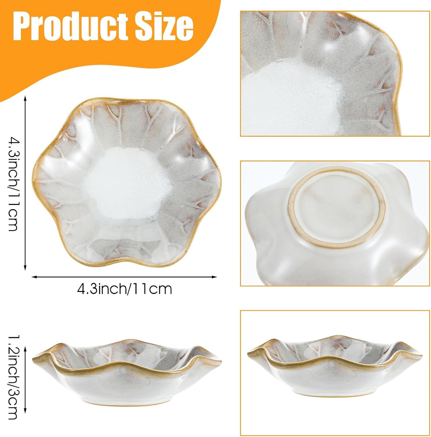 Lotus Leaf Ceramic Ring Dish Jewelry Dish Holder Small Trinket Tray Plate for Earrings / Set of 8