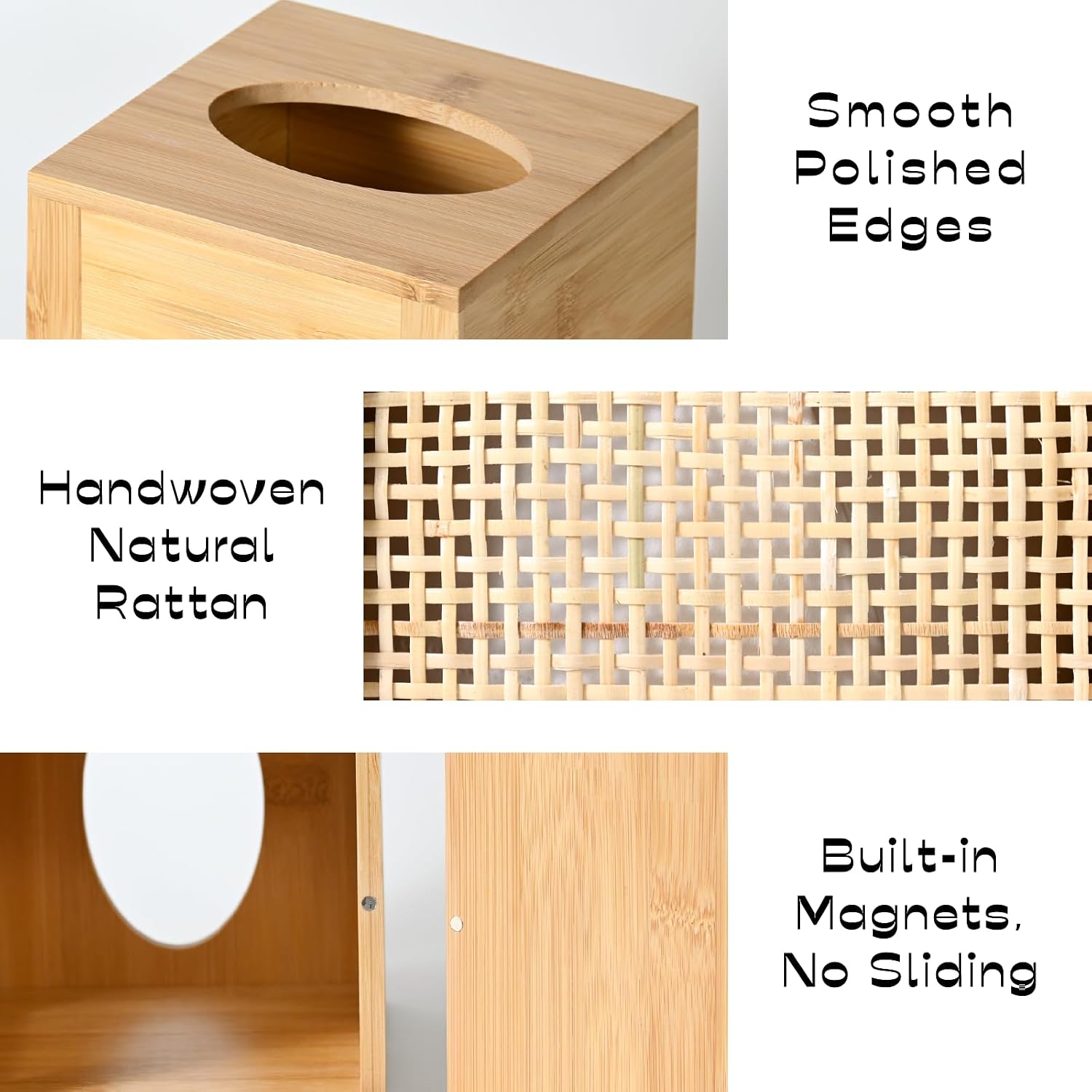 Natural Rattan Tissue Holder / Natural Square