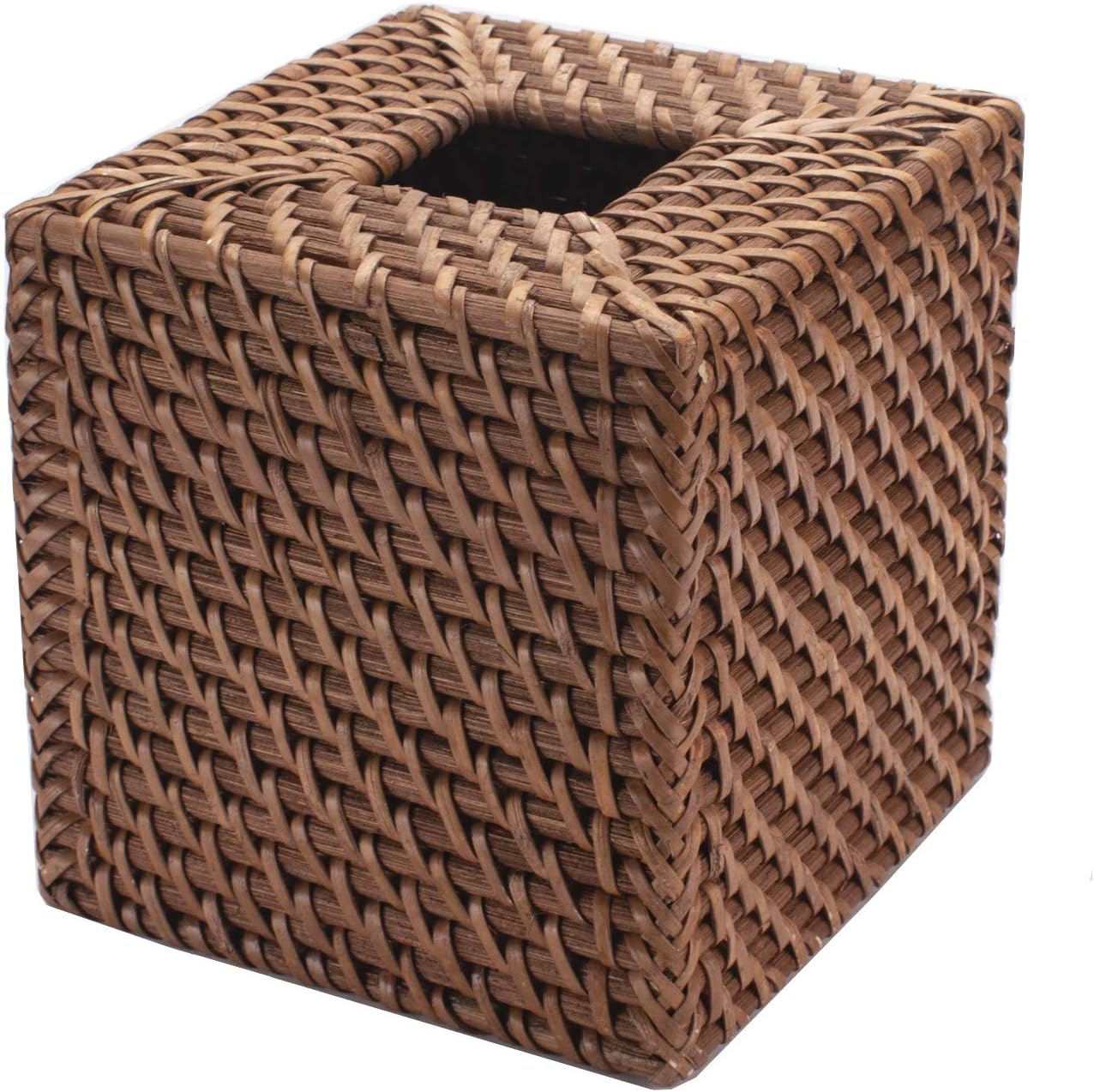 Rattan Tissue Box Cover Natural Woven Facial Napkin Holder Square / Honey Brown / 5.5 x 5.5 x 5.9