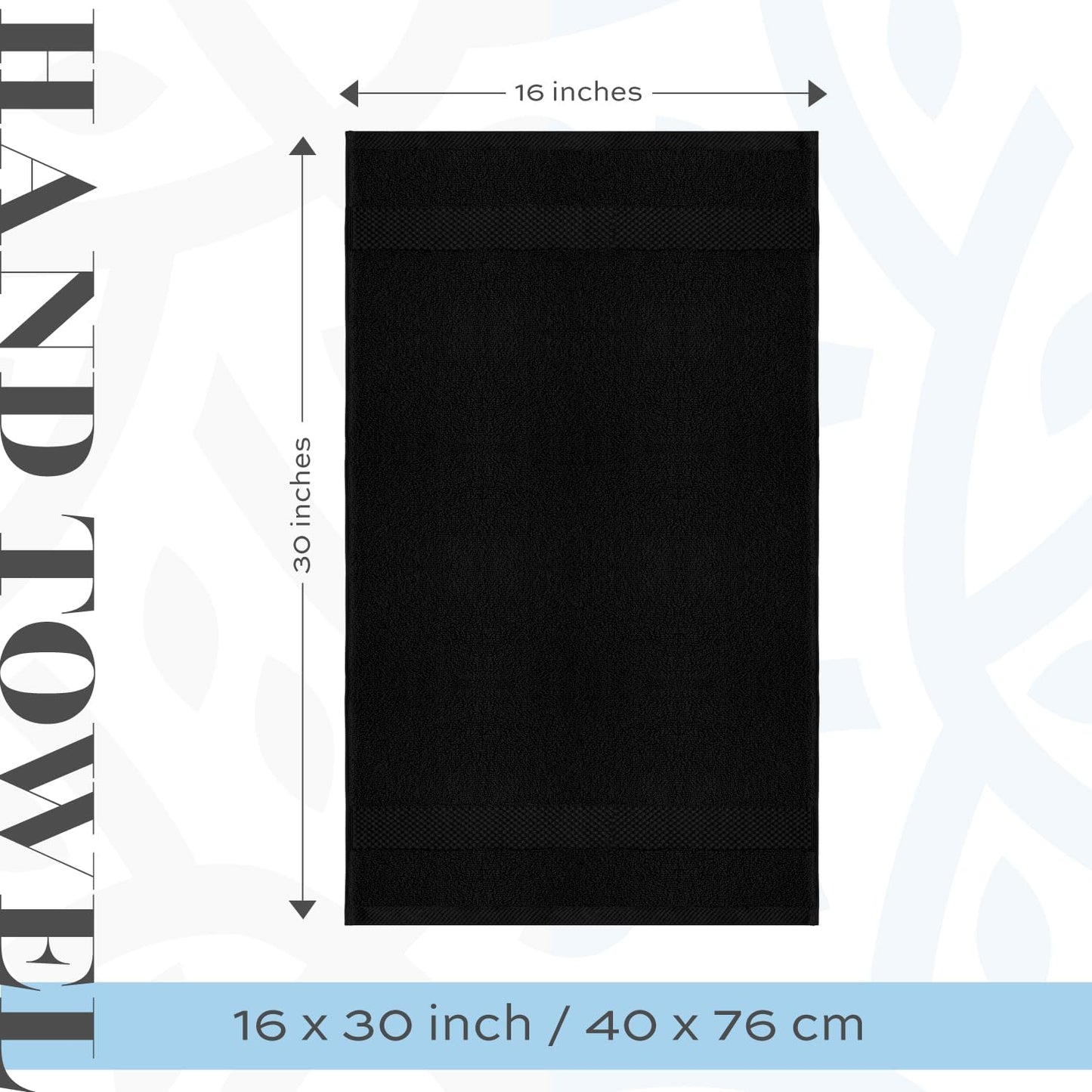 White Classic Luxury Black Hand Towels - Soft 100% Turkish Cotton | Highly Absorbent Hotel spa Bathroom Towel