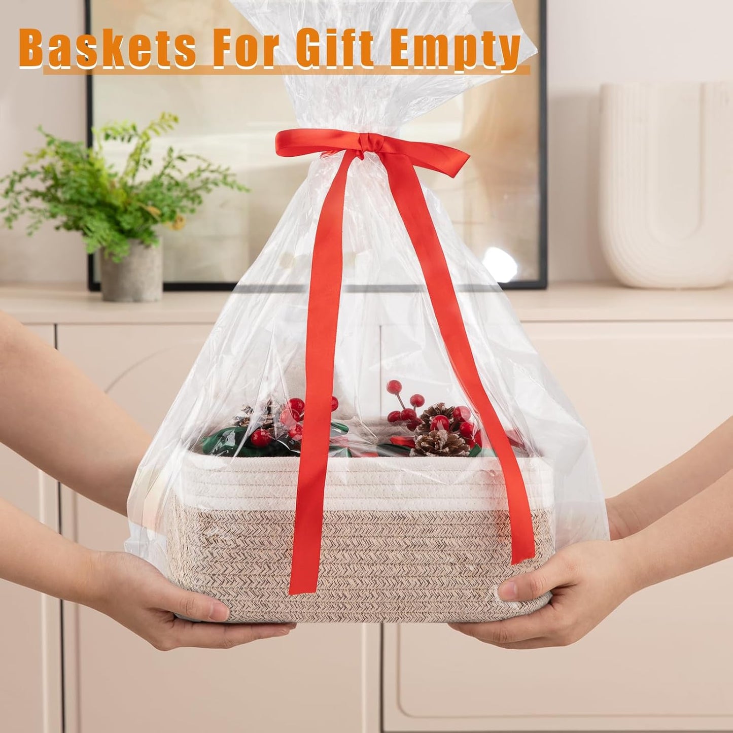 Small Bins / Organizer Baskets / Brown/white / 11.8"*7.8"*4.7 / Set of 4