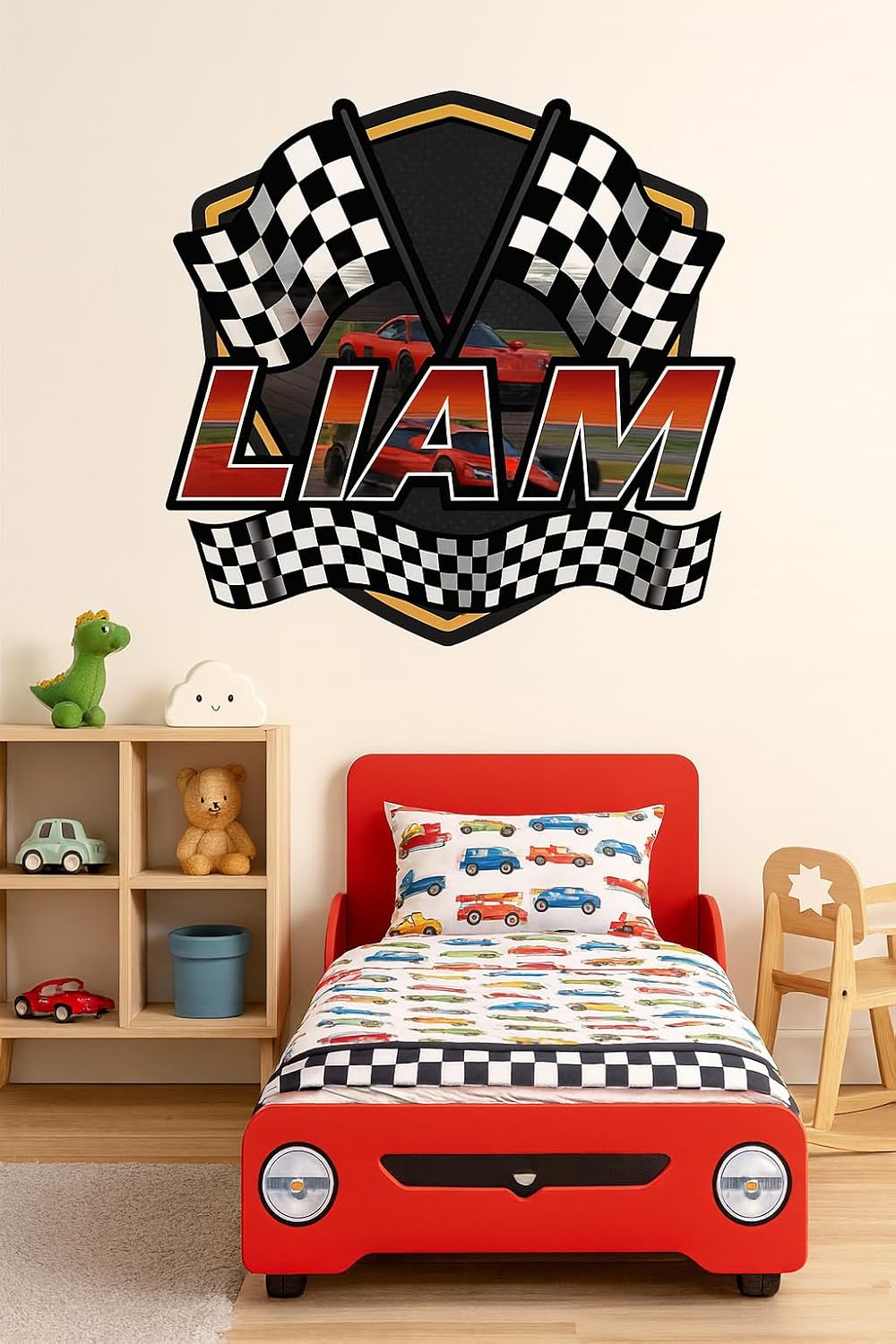 Personalized Racing Name Wall Decal for Kids Bedroom