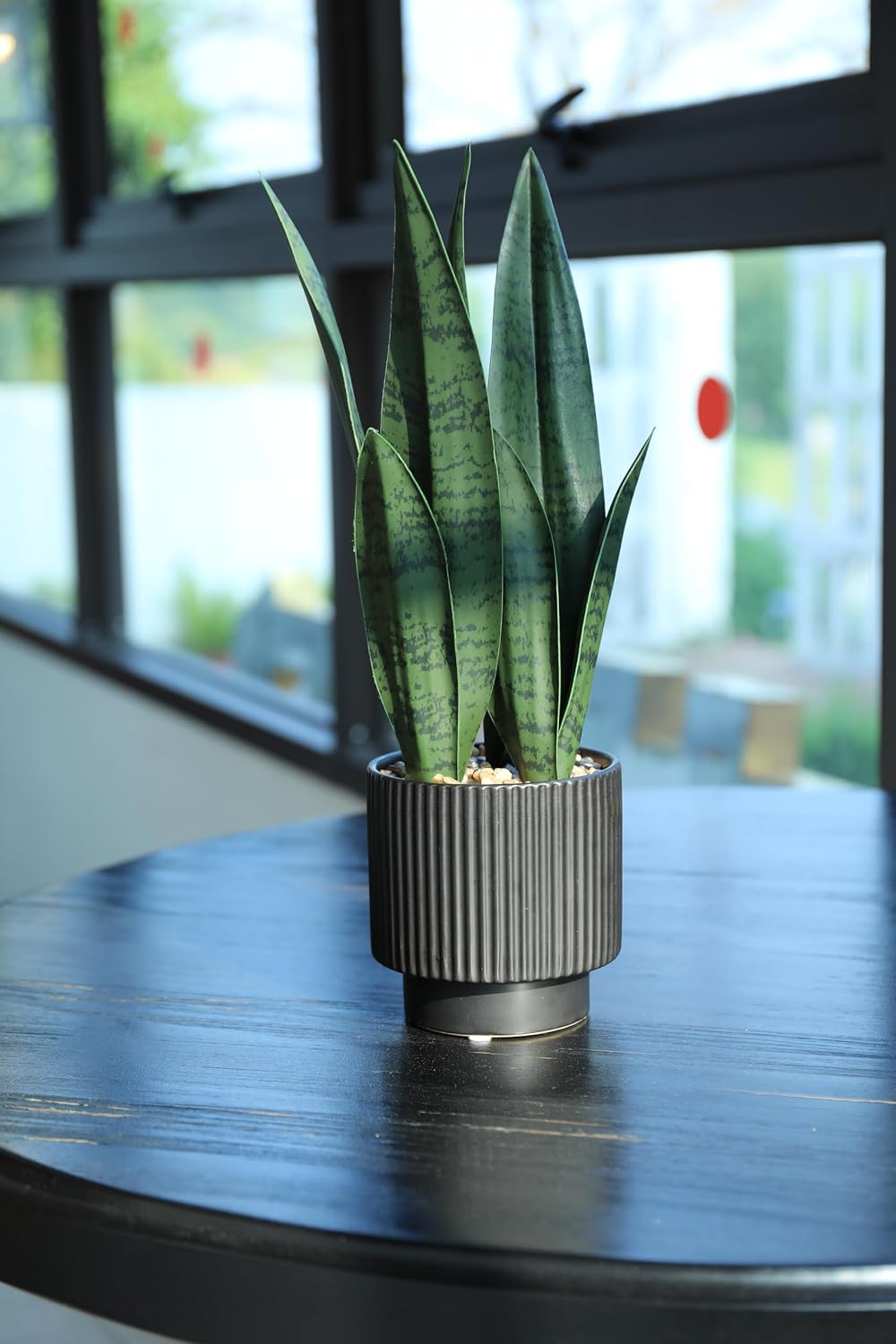 Ceramic Pot Desk Small Fake Plant / Black
