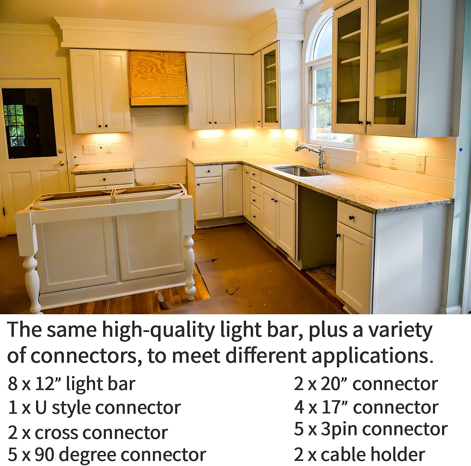 WOBANE Under Cabinet Lighting Kit,8PCS 12 inch Led Light Bars,WarmWhite | 2700K,1200lm,Under Counter Lights for
