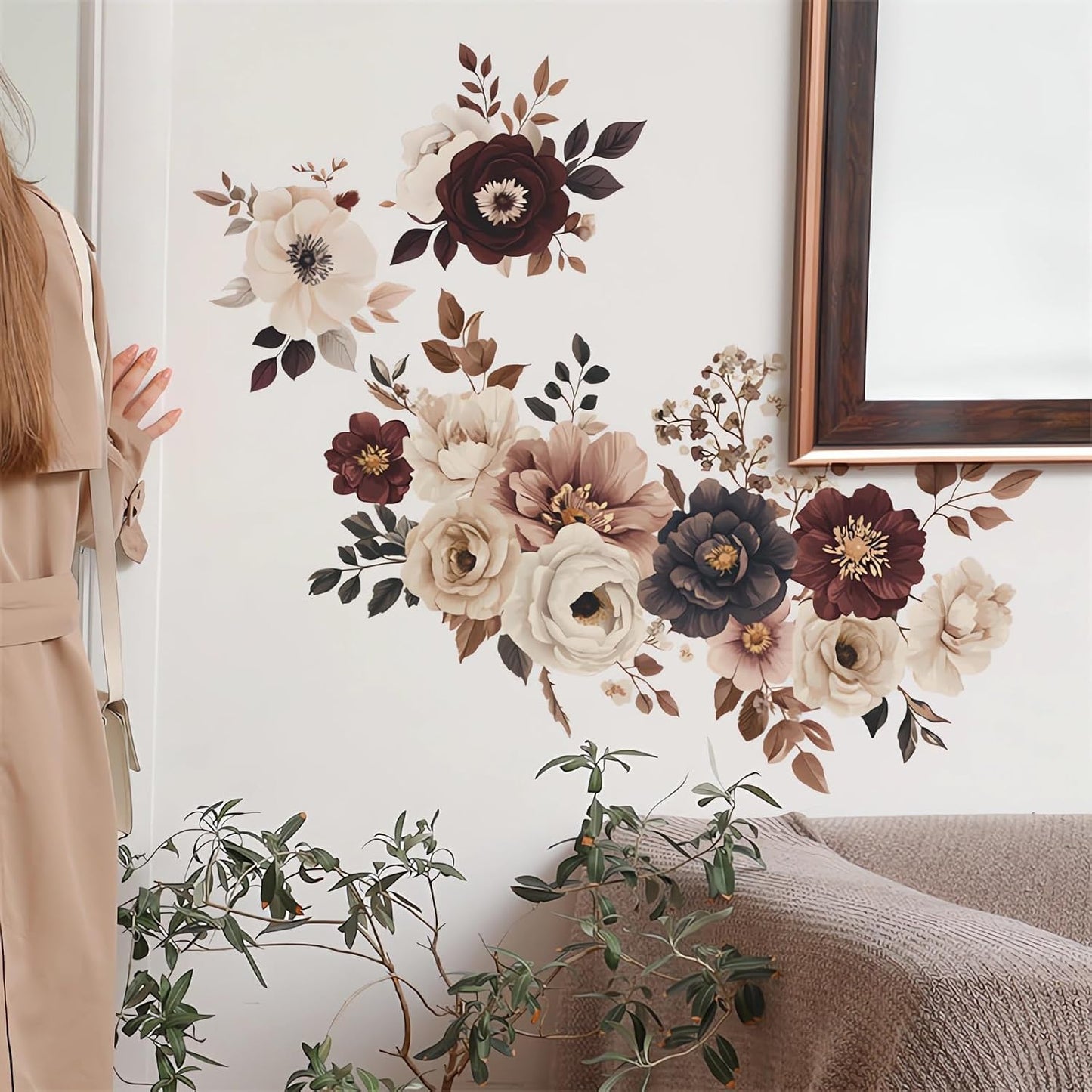 Elegant Peony Rose Flower Wall Stickers