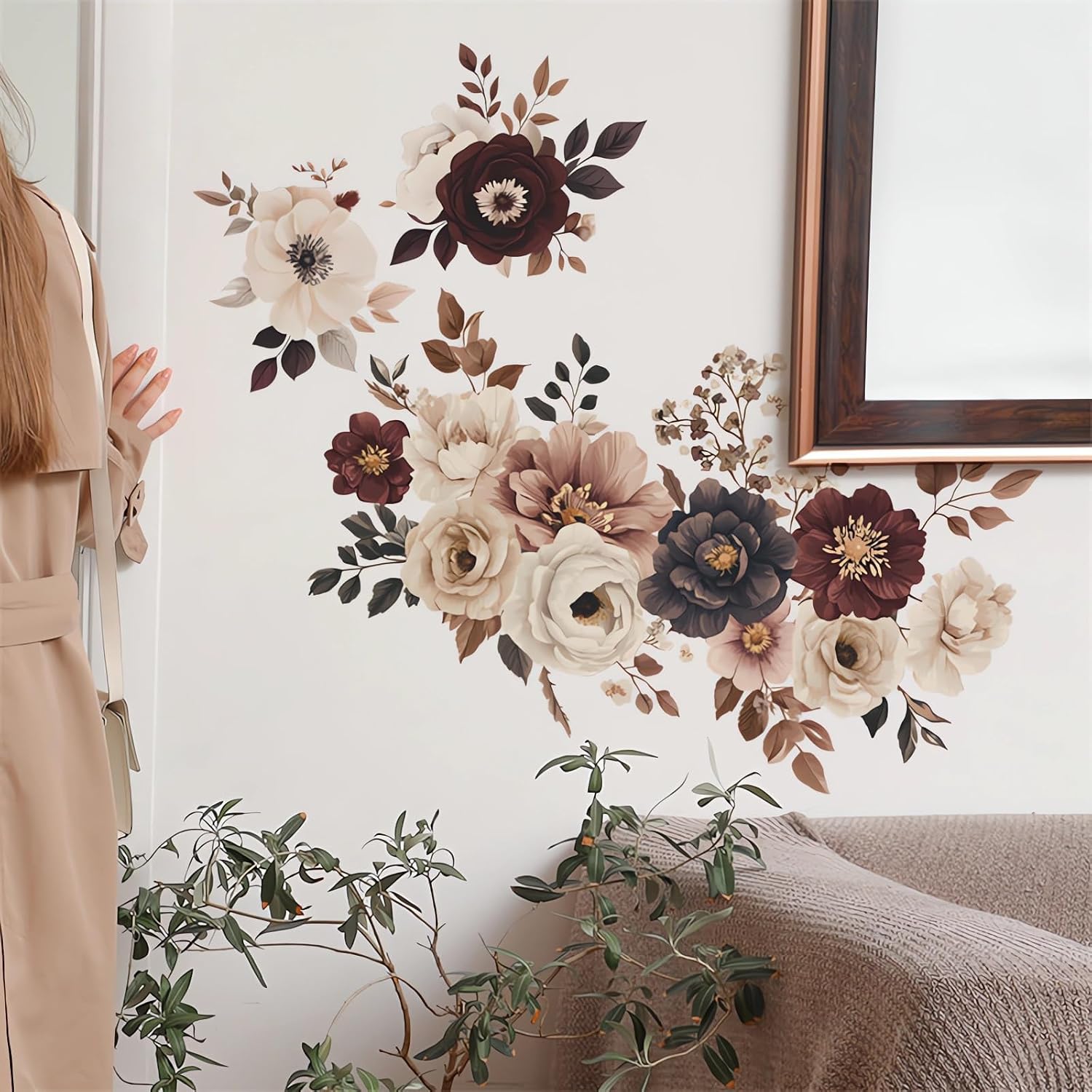 Elegant Peony Rose Flower Wall Stickers