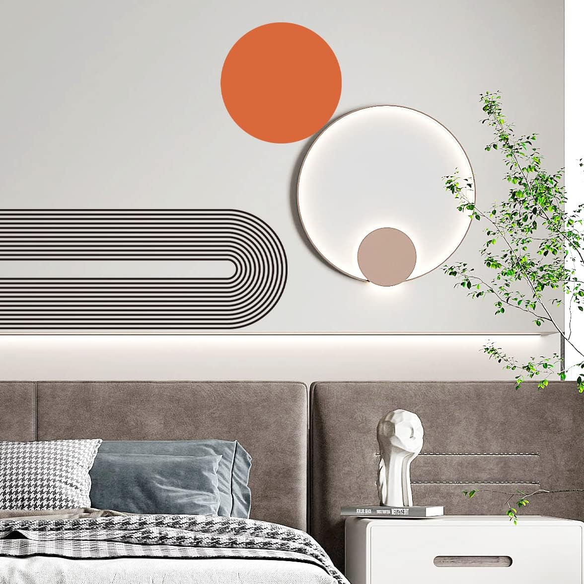 Removable Boho Simple Line Geometric Decoration Sticker Round Sun Wall Decal DIY Peel / F / Red