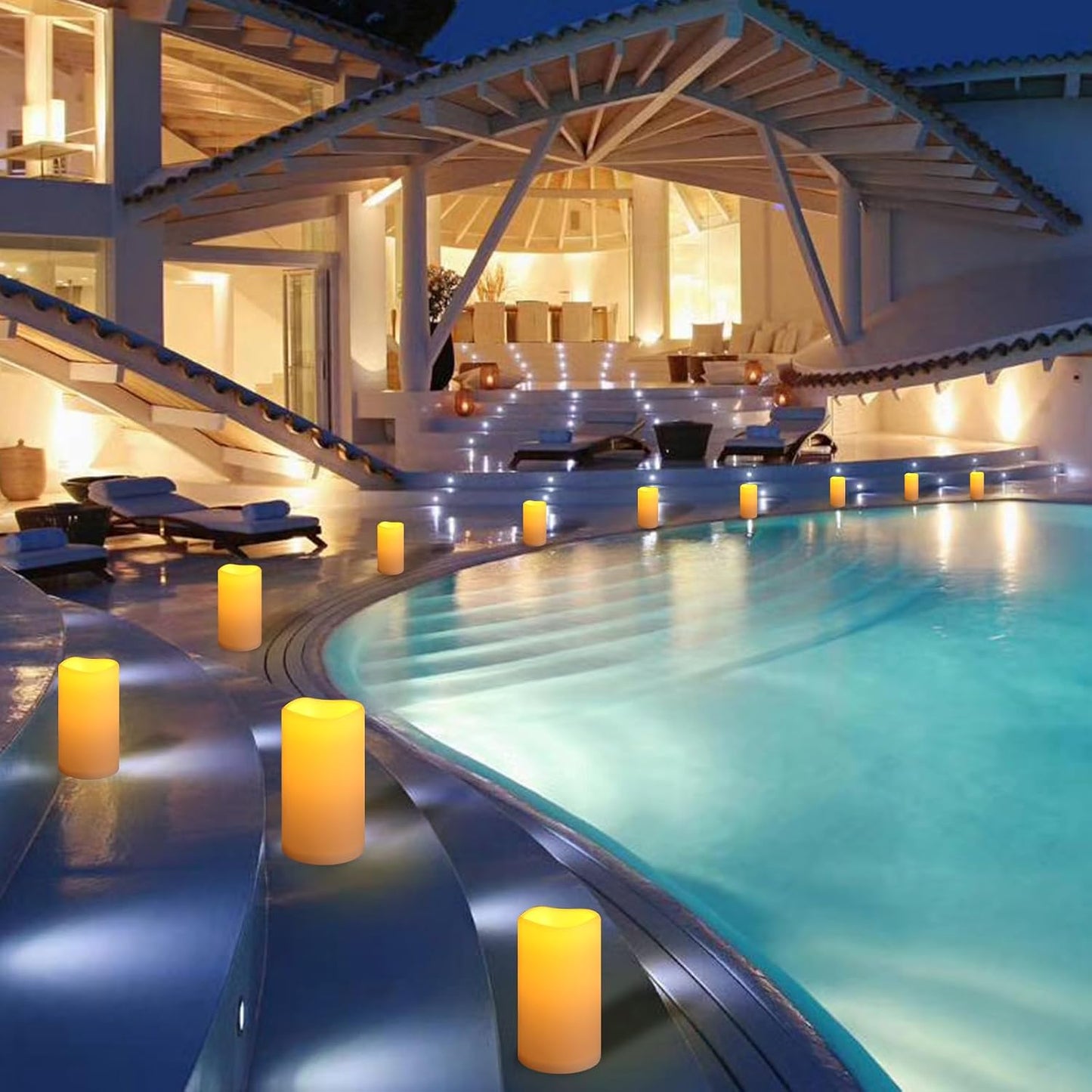 NURADA 6" x 4" Large Outdoor Flameless Candles - Waterproof LED Pillar Flickering Candle Battery Operated with Timer